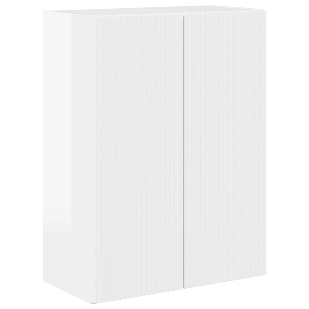 TV Fali Szekrény 59,5 x 31 x 80 cm Magas Fényű Fehér Szerelt Fa