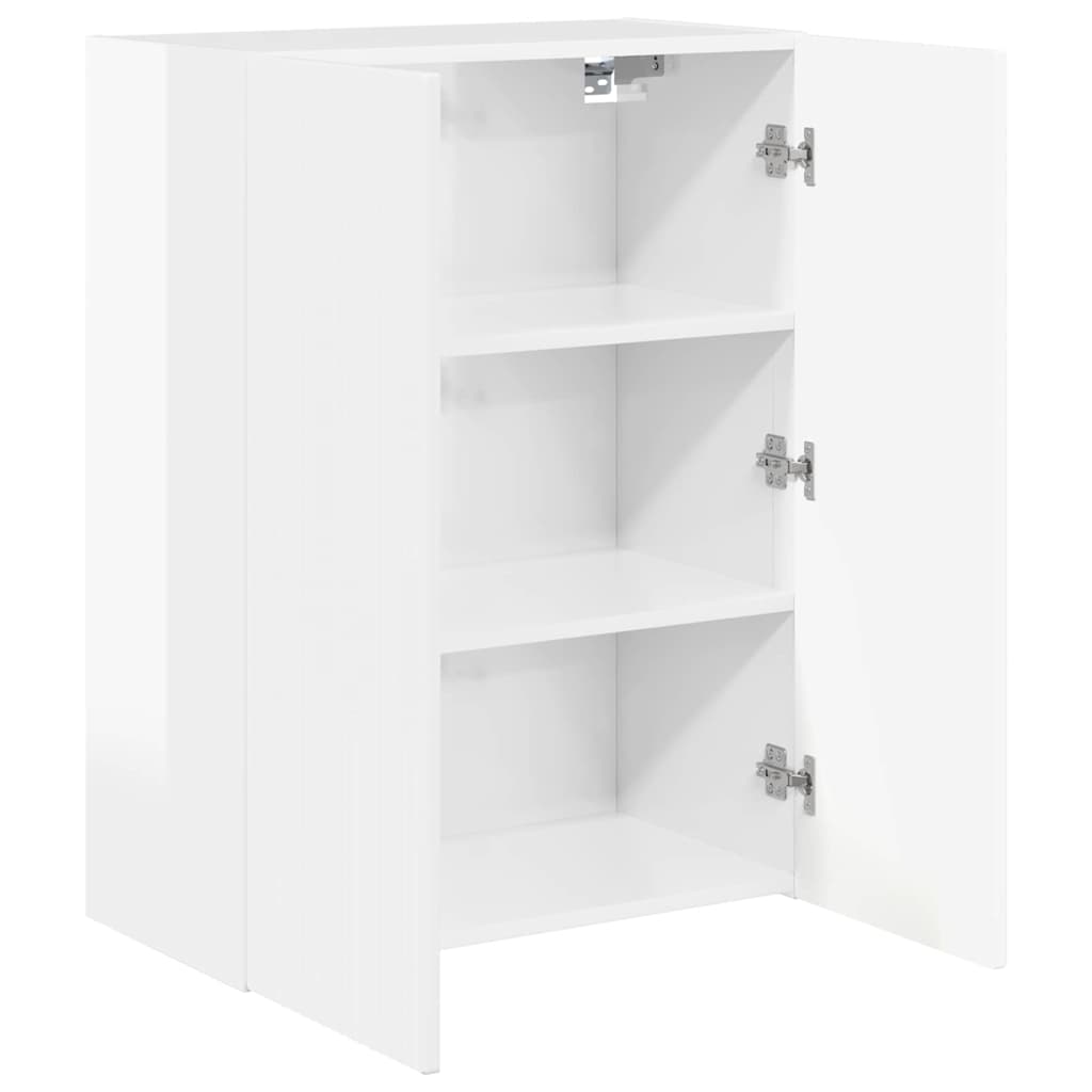 TV Fali Szekrény 59,5 x 31 x 80 cm Magas Fényű Fehér Szerelt Fa