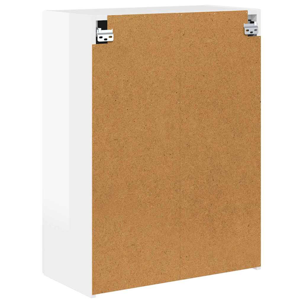 TV Fali Szekrény 59,5 x 31 x 80 cm Magas Fényű Fehér Szerelt Fa