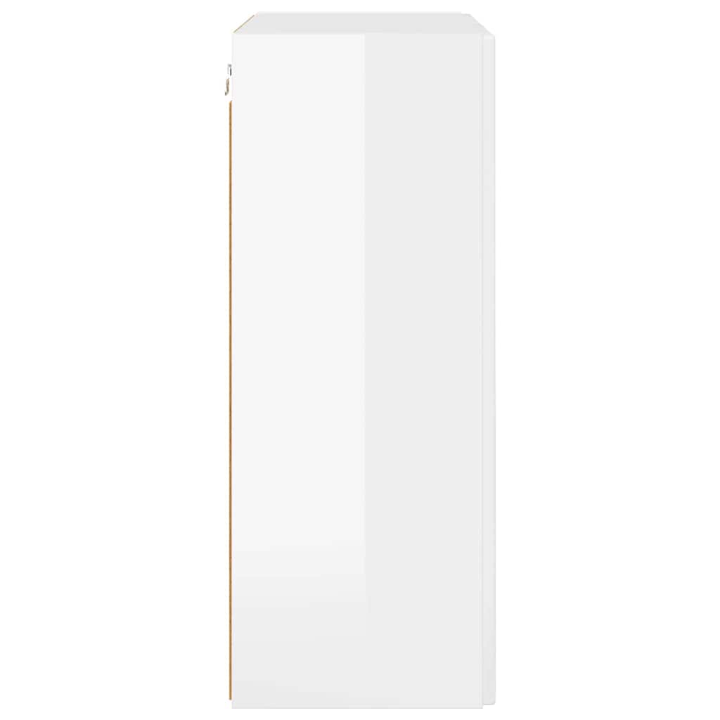 TV Fali Szekrény 59,5 x 31 x 80 cm Magas Fényű Fehér Szerelt Fa