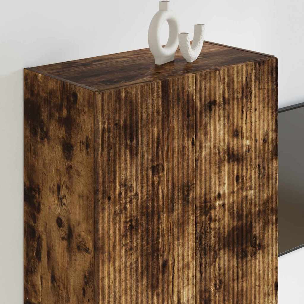 TV Fali Szekrény 59,5 x 31 x 80 cm Füstölt tölgy Szerelt Fa