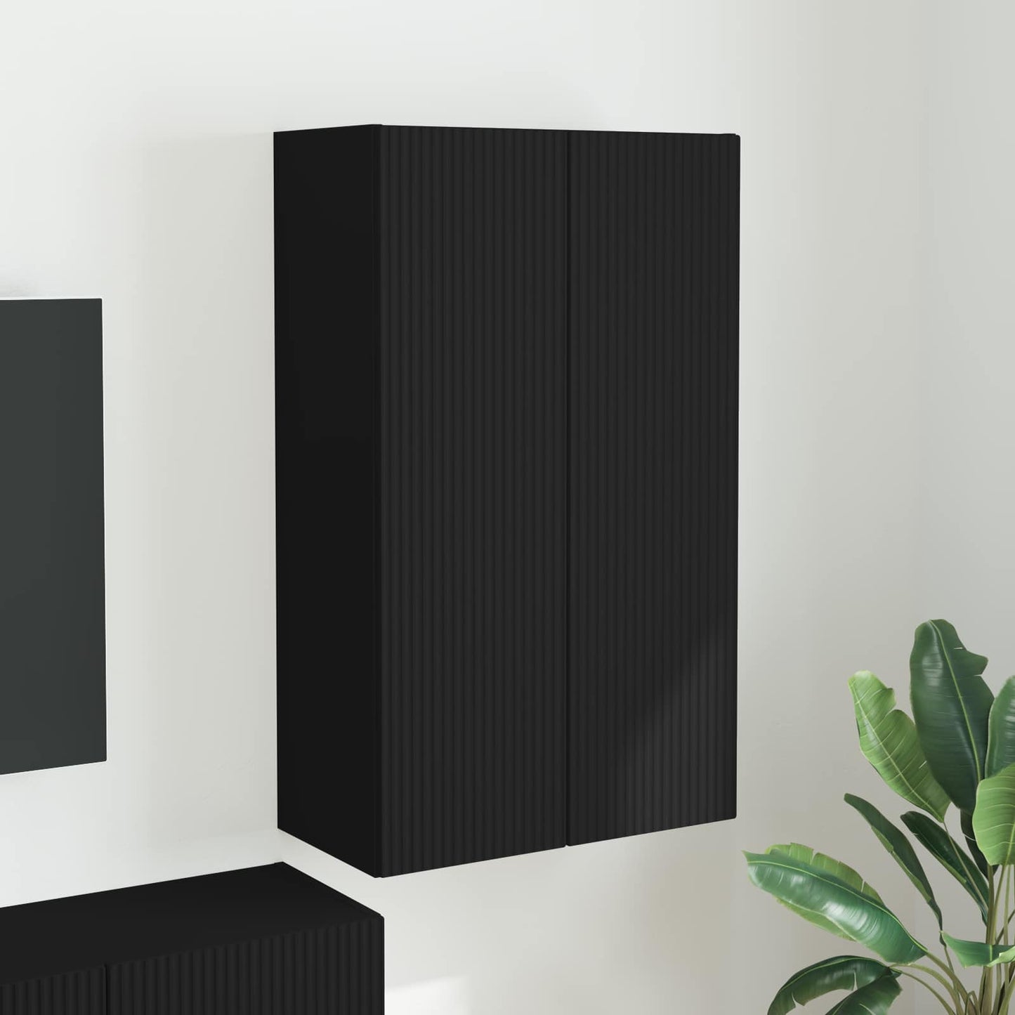 TV Fali Szekrény Fekete 59,5 x 31 x 100 cm Faanyag