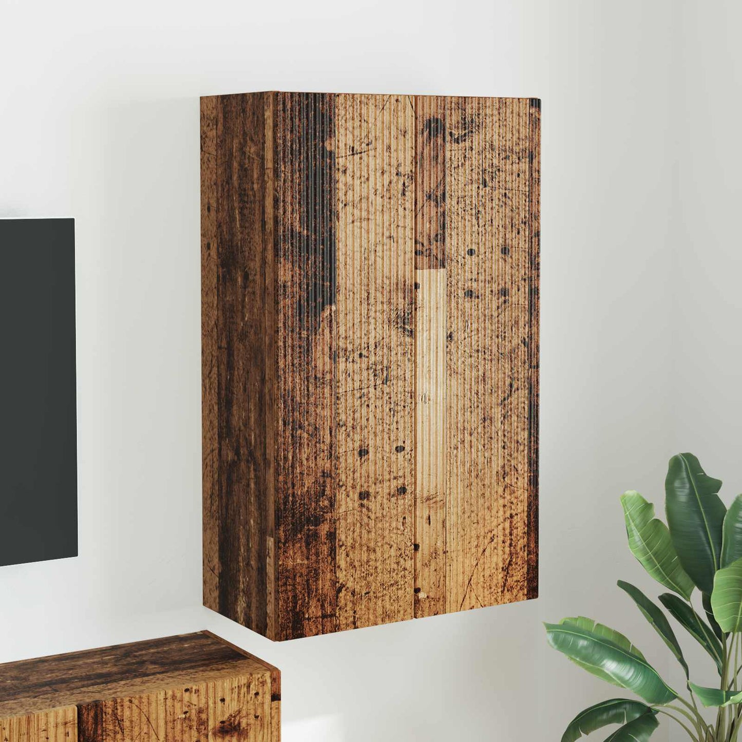 TV Fali Szekrény 59,5 x 31 x 100 cm Öreg fa Szerelt Fa