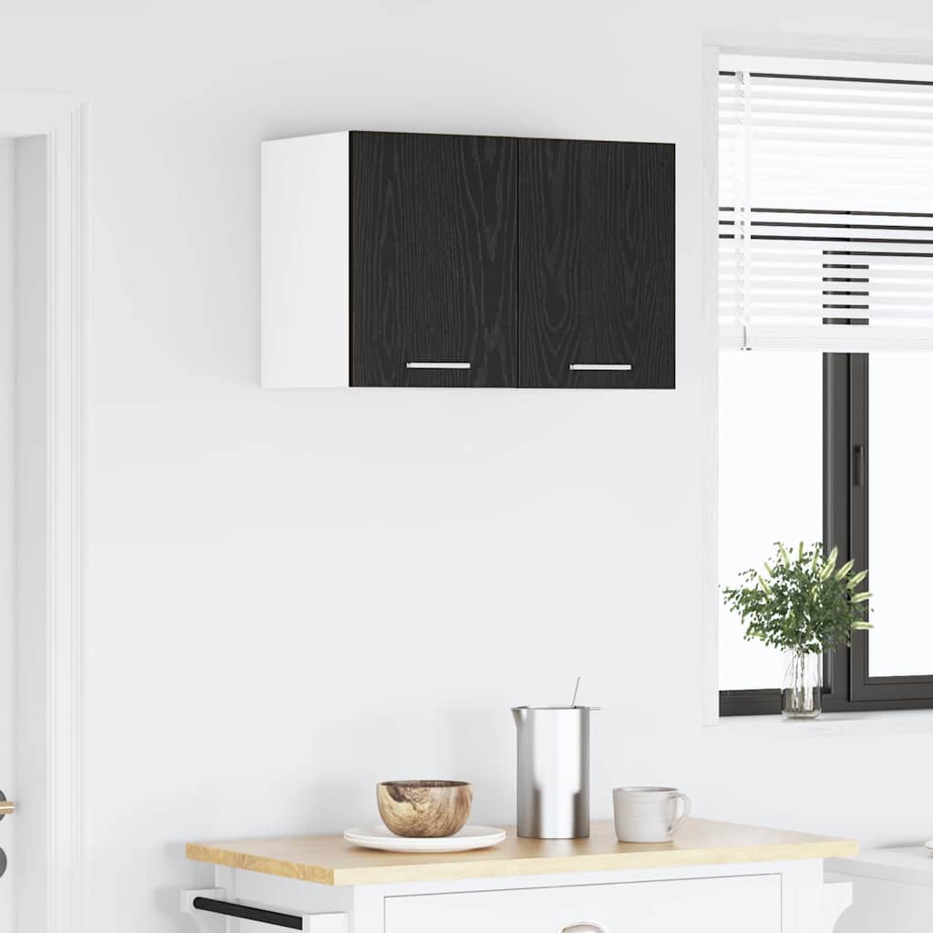 Függő szekrény Fekete tölgy és fehér 30 x 31 x 40 cm Szerelt Fa