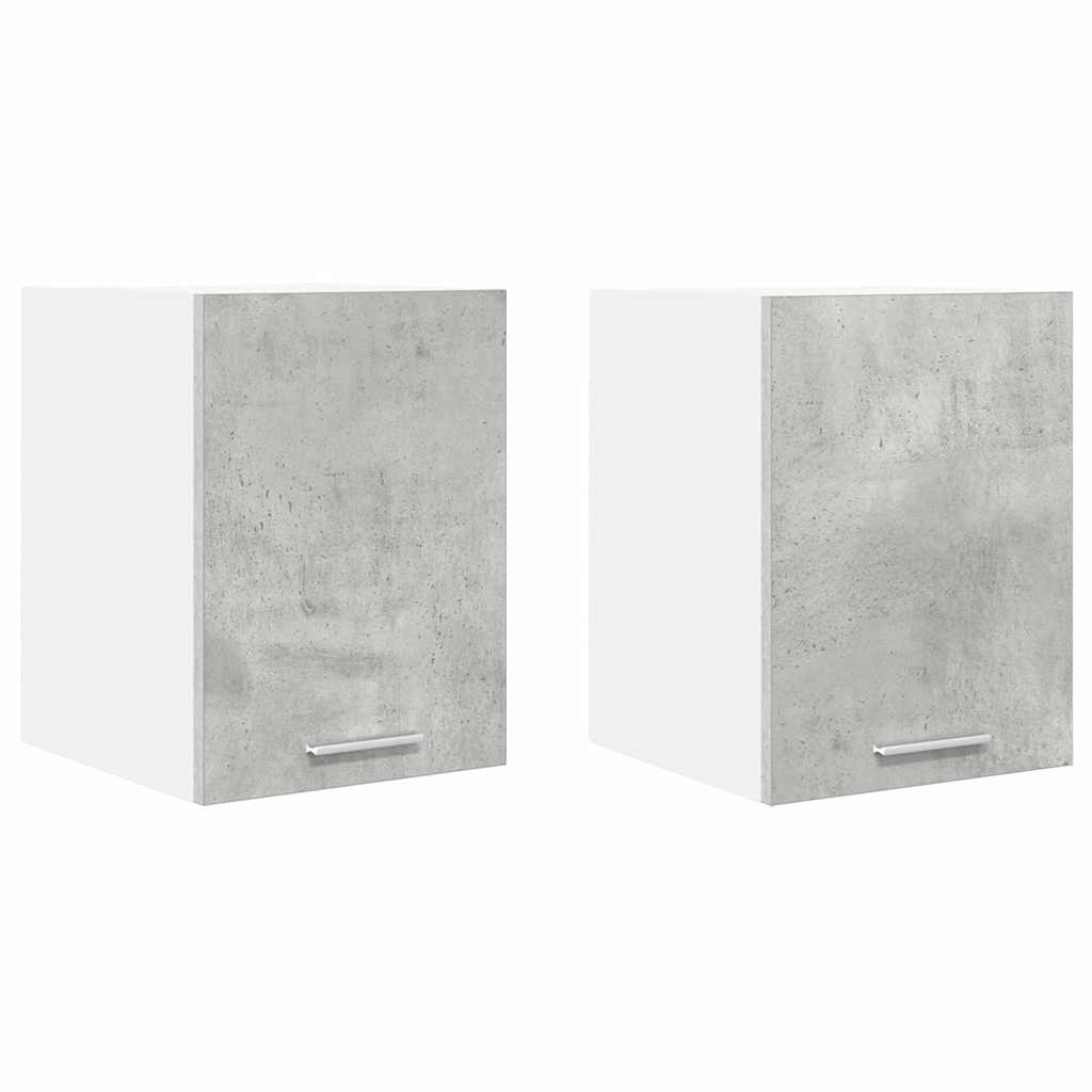 Függő szekrény 2 pcs Beton szürke és fehér Szerelt Fa