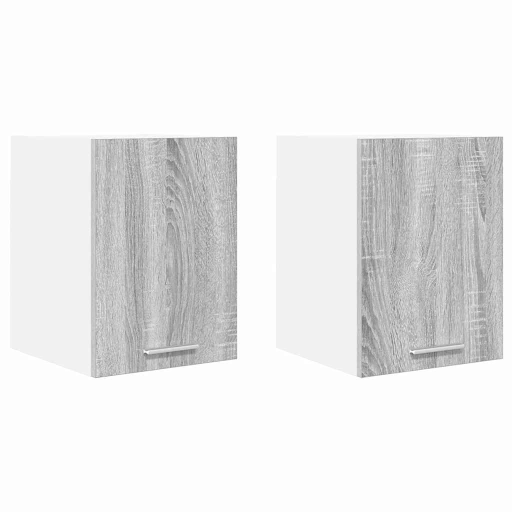 Függő szekrény 2 pcs Szürke Sonoma és fehér Szerelt Fa
