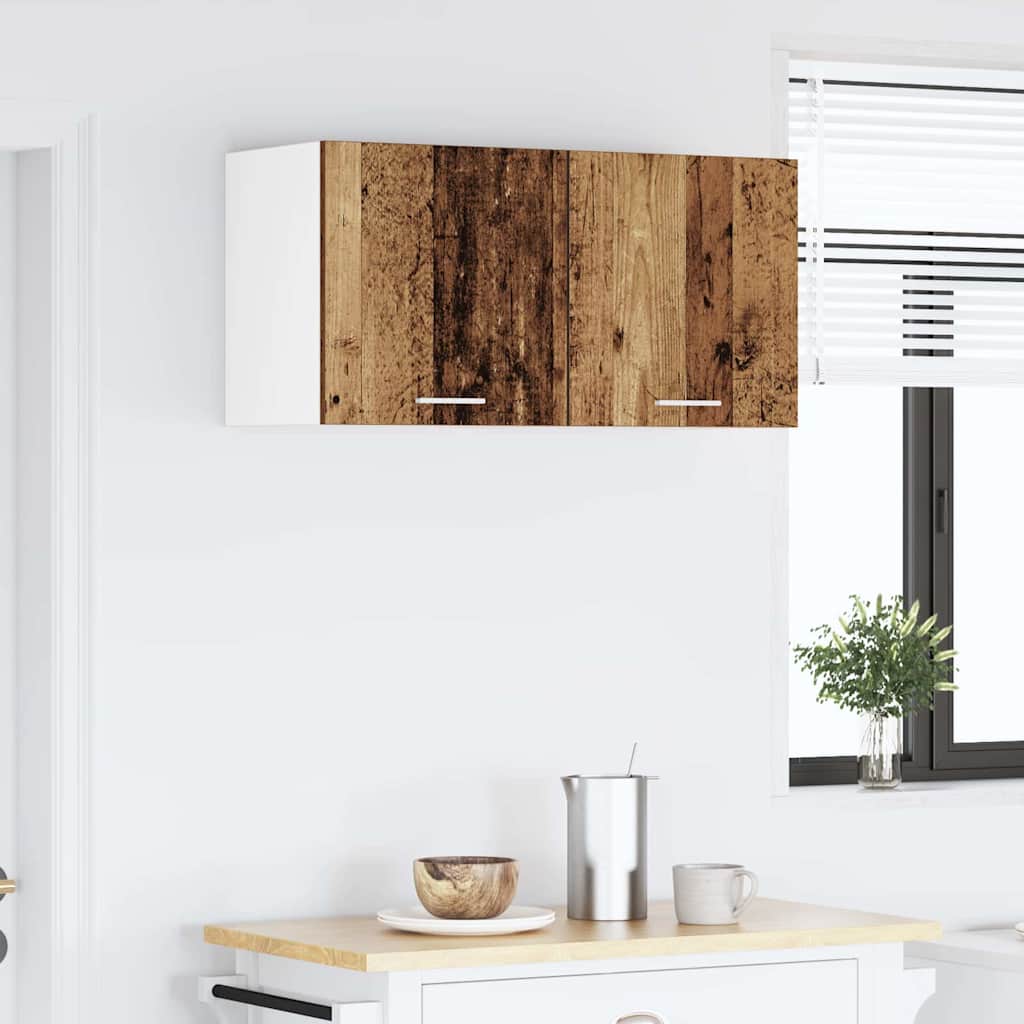 Függő szekrény 2 pcs Régi fa és fehér 40 x 31 x 40 cm Faanyag