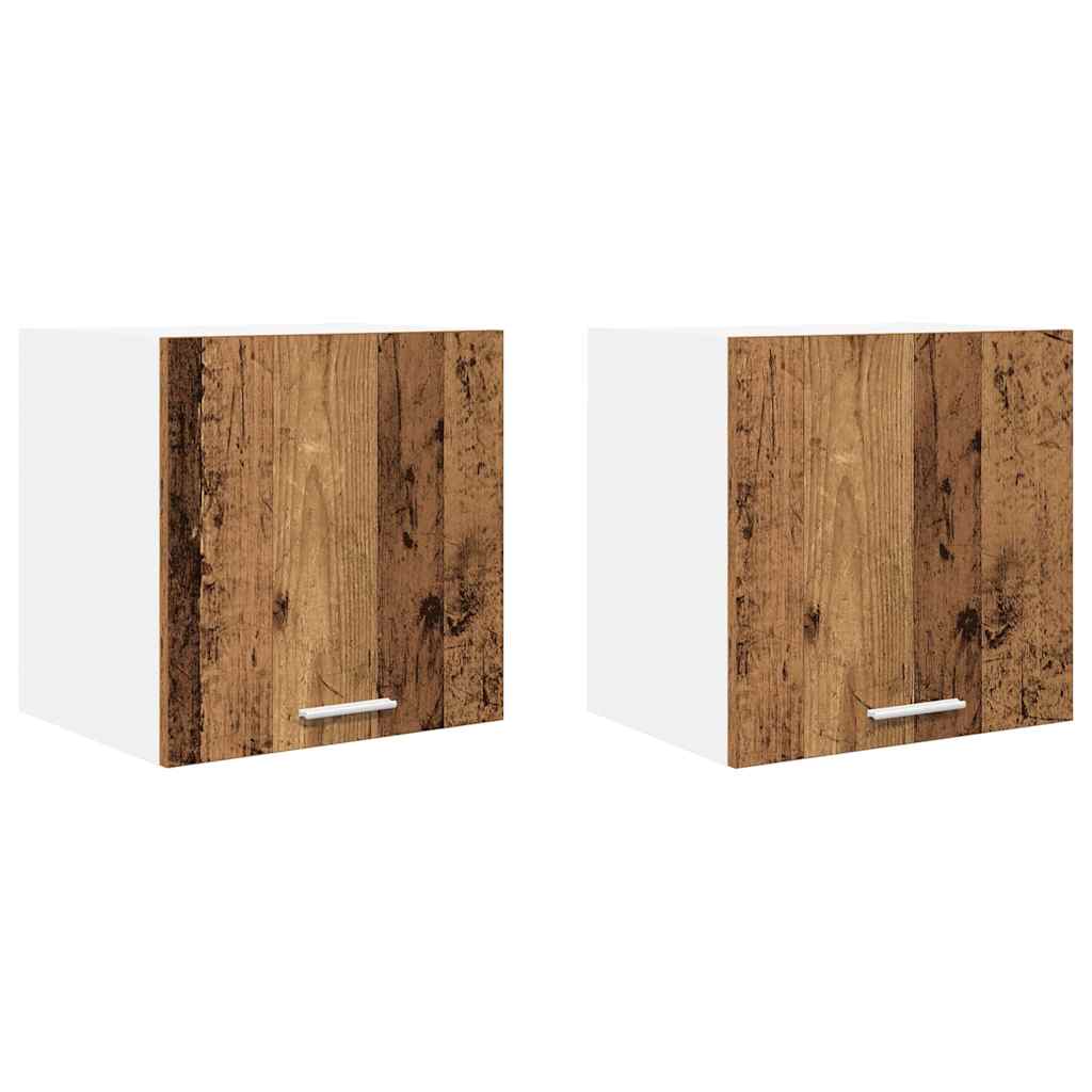 Függő szekrény 2 pcs Régi fa és fehér 40 x 31 x 40 cm Faanyag