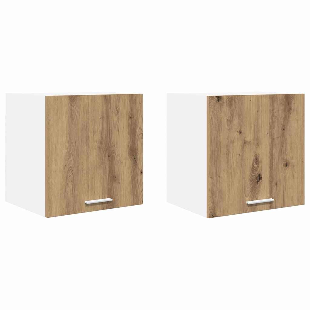 Függő szekrény 2 pcs Artisan tölgy és fehér 40 x 31 x 40 cm