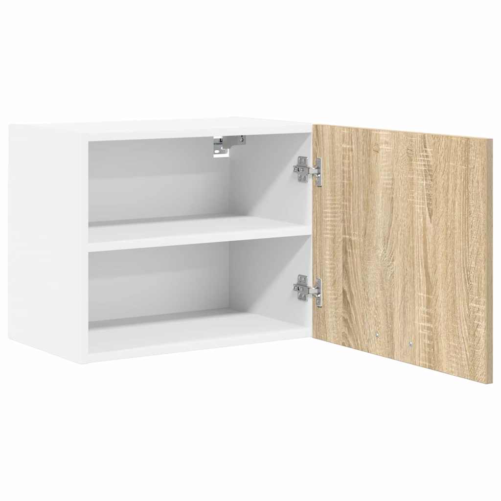 Függő szekrény 2 pcs Sonoma tölgy és fehér Szerelt Fa