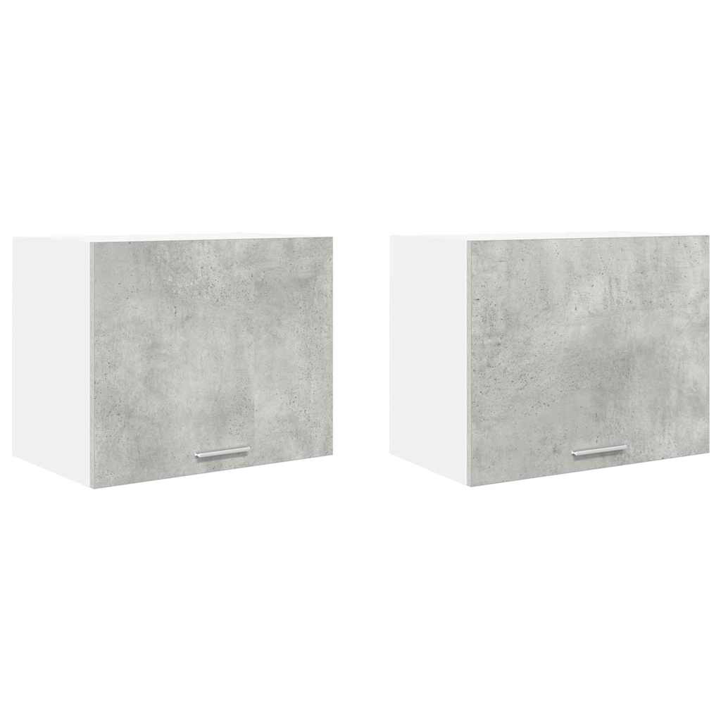 Függő szekrény 2 pcs Beton szürke és fehér Szerelt Fa