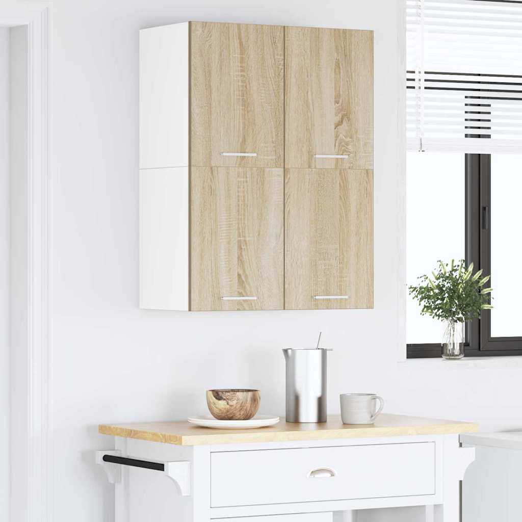Függő szekrény Sonoma tölgy és fehér 60 x 31 x 40 cm Szerelt Fa