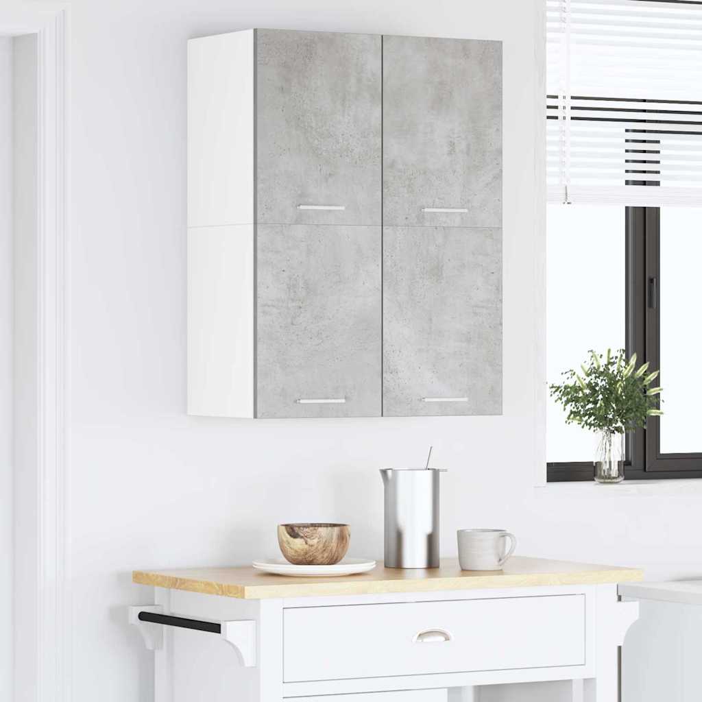 Függő szekrény 2 pcs Beton szürke és fehér Szerelt Fa