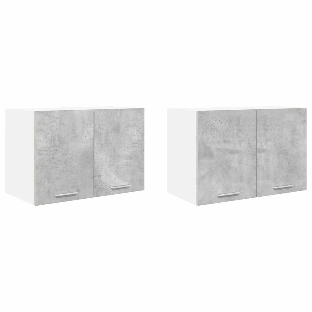 Függő szekrény 2 pcs Beton szürke és fehér Szerelt Fa
