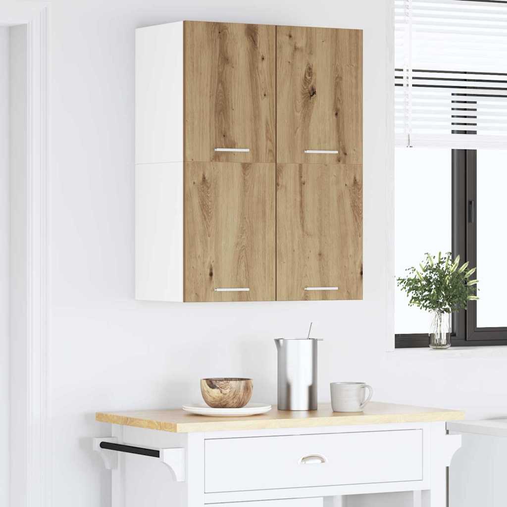 Függő szekrény 2 pcs Artisan tölgy és fehér 60 x 31 x 40 cm