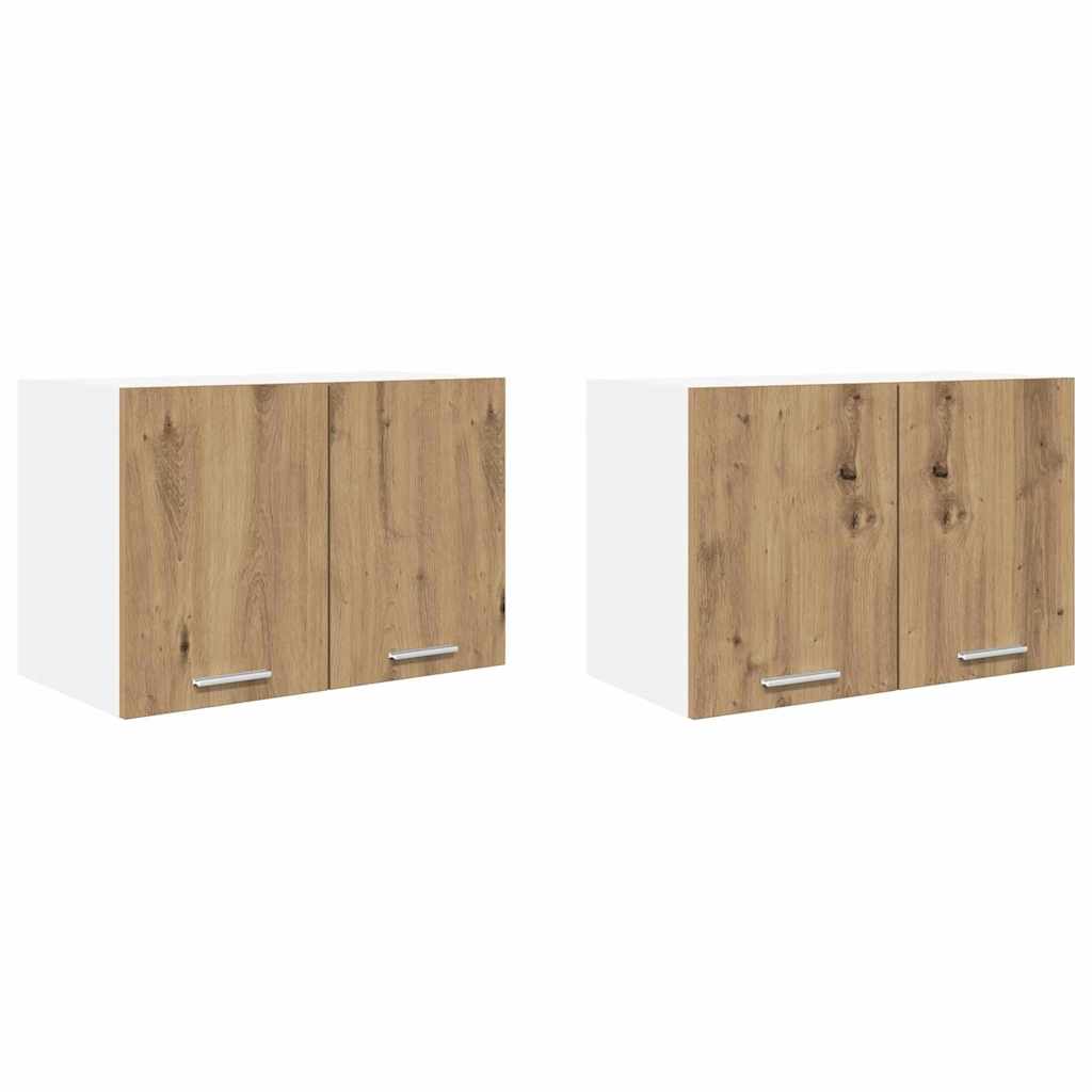 Függő szekrény 2 pcs Artisan tölgy és fehér 60 x 31 x 40 cm