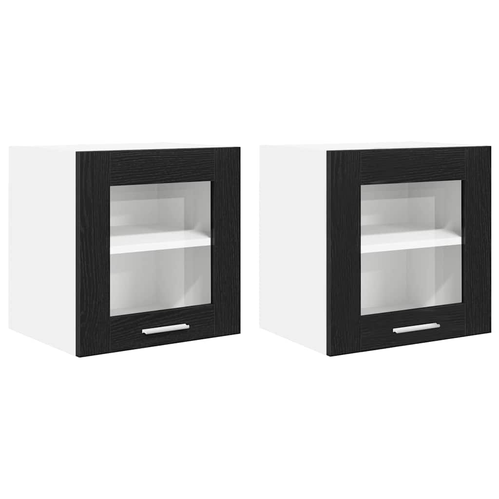 Függő szekrény 2 pcs Fekete tölgy 40 x 31 x 40 cm Faanyag