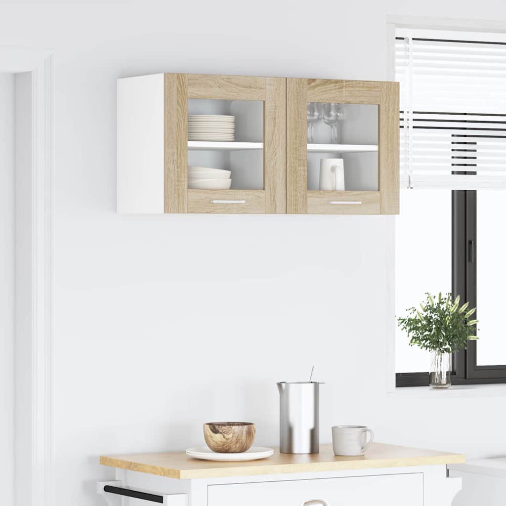 Függő szekrény 2 pcs Sonoma tölgy Szerelt Fa