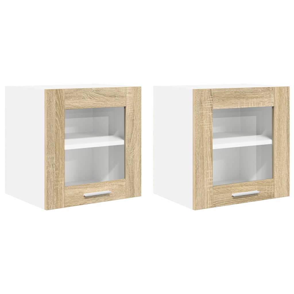 Függő szekrény 2 pcs Sonoma tölgy Szerelt Fa