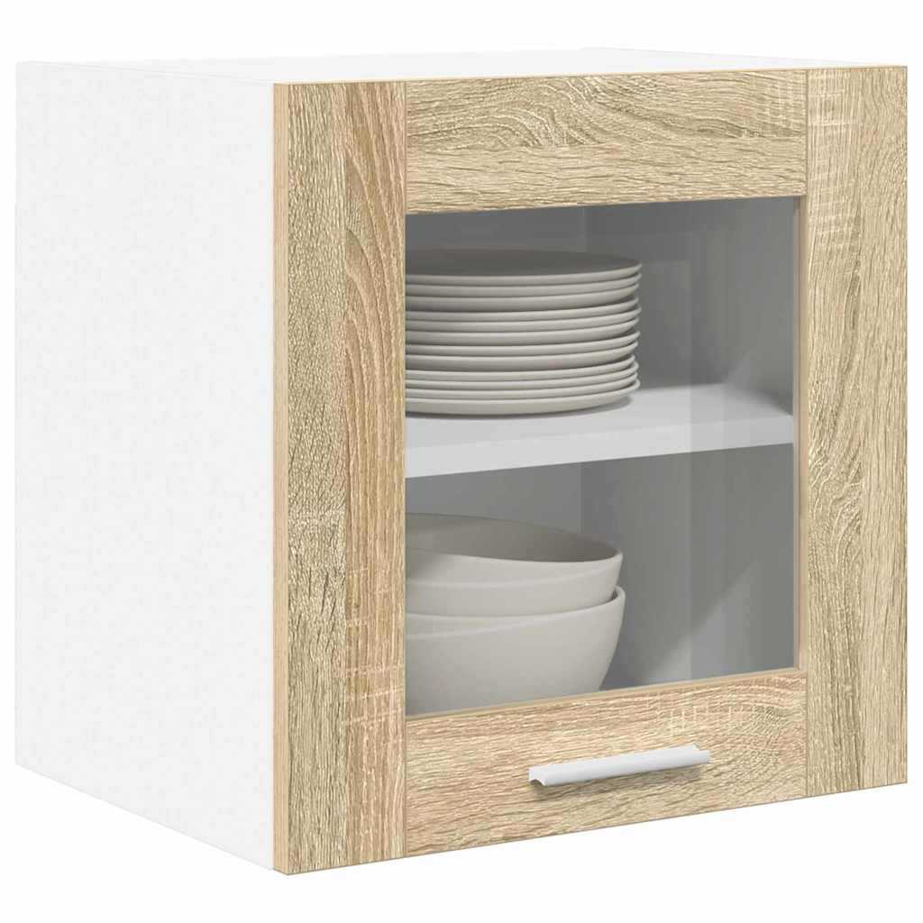 Függő szekrény 2 pcs Sonoma tölgy Szerelt Fa