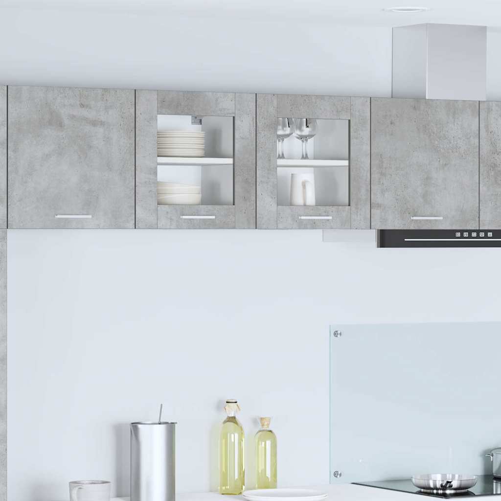 Függő szekrény 2 pcs Beton Szürke Szerelt Fa