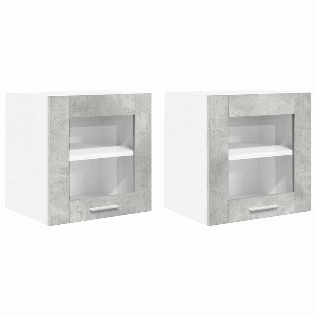 Függő szekrény 2 pcs Beton Szürke Szerelt Fa