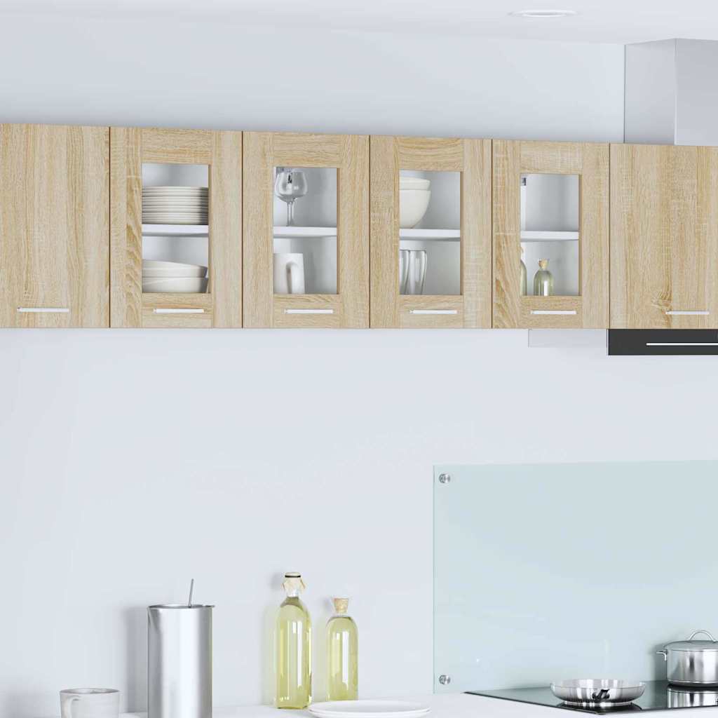 Függő szekrény 2 pcs Sonoma tölgy Szerelt Fa