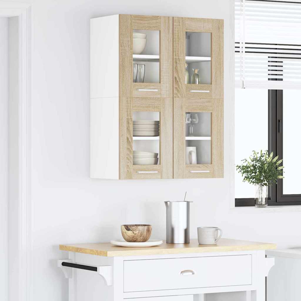Függő szekrény 2 pcs Sonoma tölgy Szerelt Fa