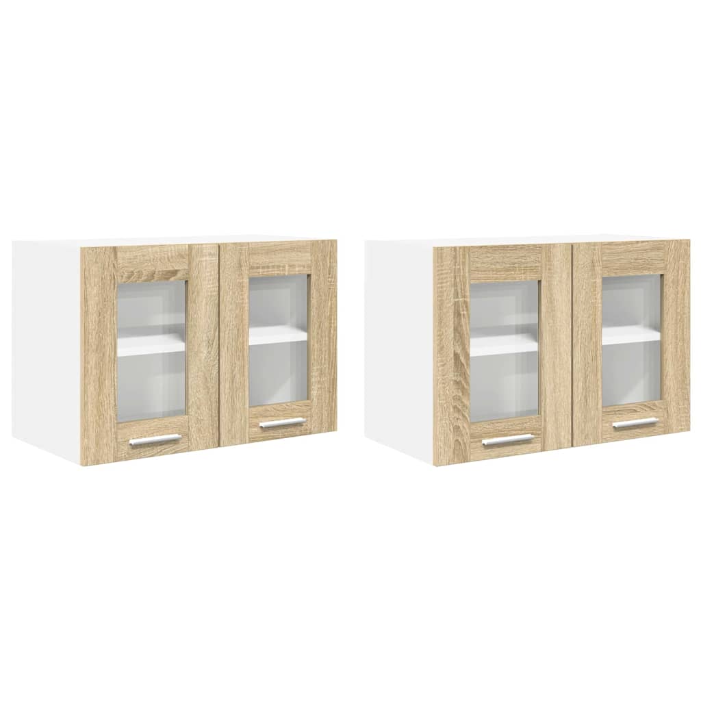 Függő szekrény 2 pcs Sonoma tölgy Szerelt Fa