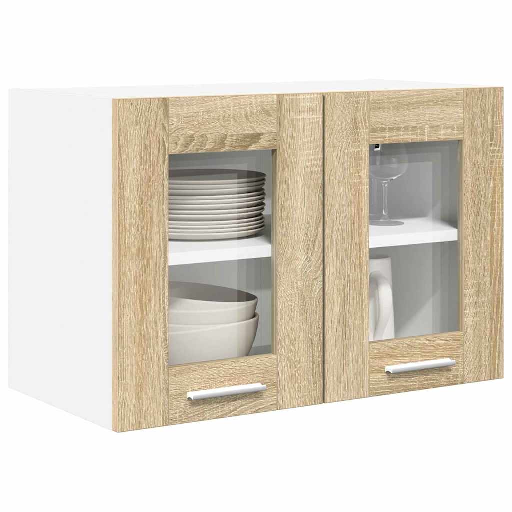 Függő szekrény 2 pcs Sonoma tölgy Szerelt Fa