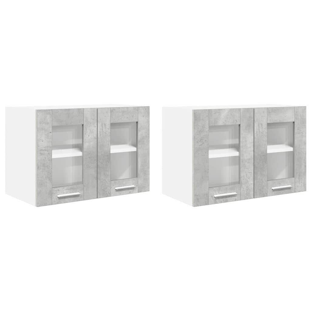 Függő szekrény 2 pcs Beton Szürke Szerelt Fa