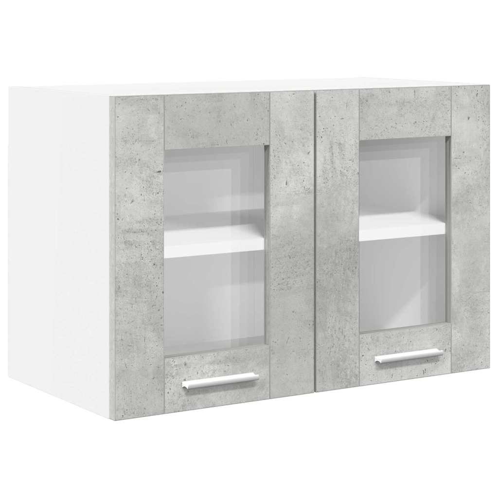 Függő szekrény 2 pcs Beton Szürke Szerelt Fa