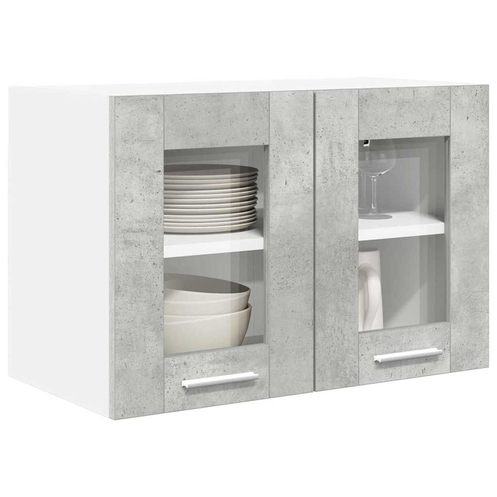 Függő szekrény 2 pcs Beton Szürke Szerelt Fa
