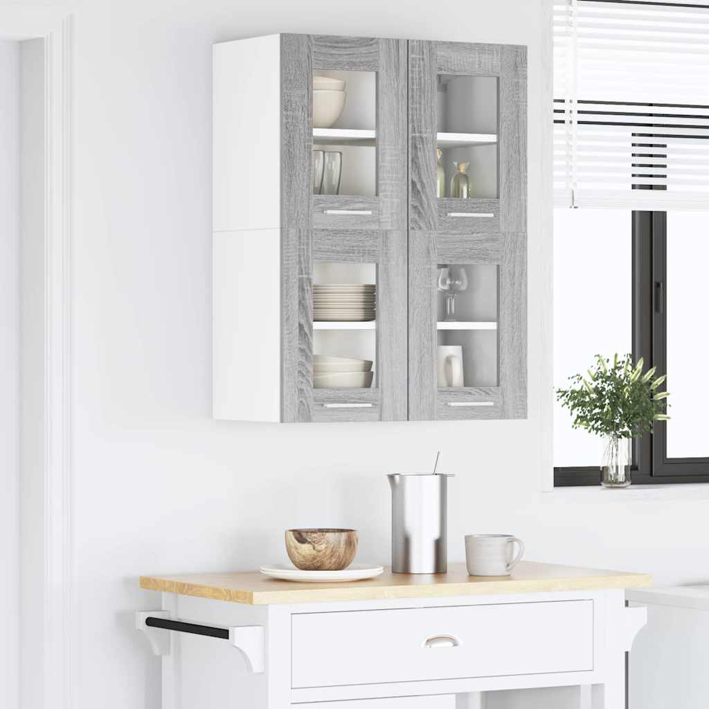 Függő szekrény 2 pcs Szürke Sonoma Szerelt Fa