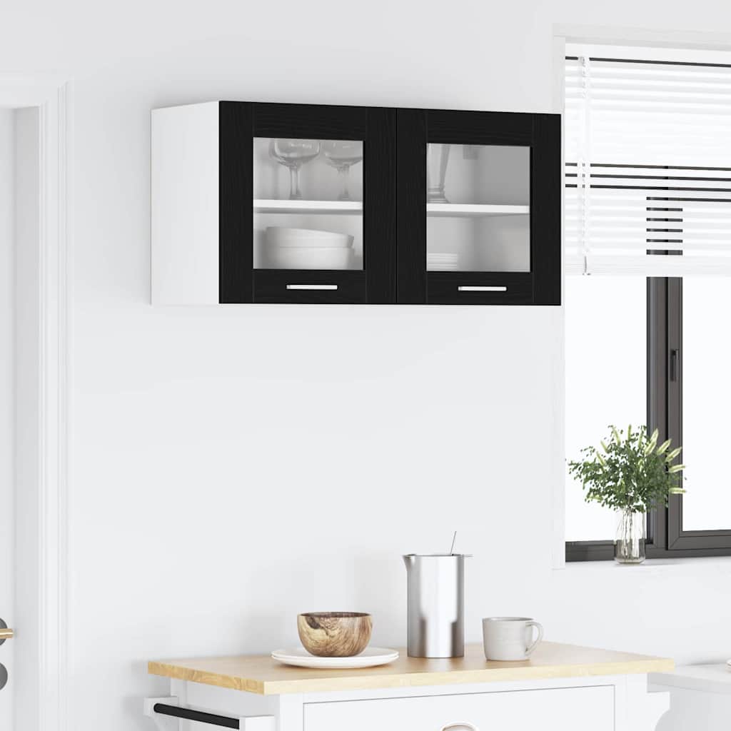 Függő szekrény Fekete tölgy és fehér 80 x 31 x 40 cm Szerelt Fa