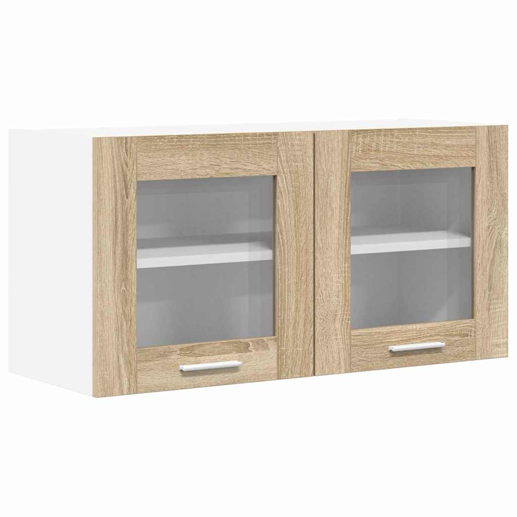 Függő szekrény Sonoma tölgy és fehér 80 x 31 x 40 cm Szerelt Fa