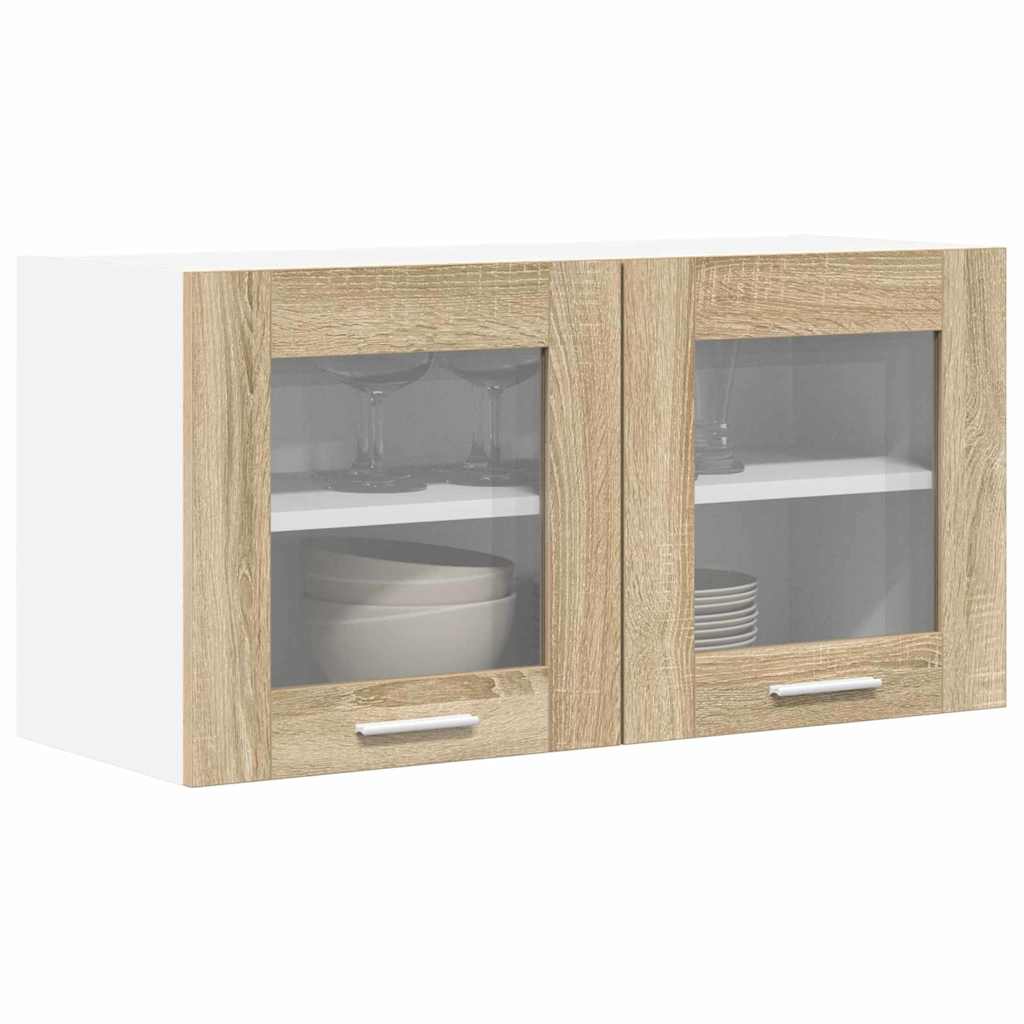 Függő szekrény Sonoma tölgy és fehér 80 x 31 x 40 cm Szerelt Fa