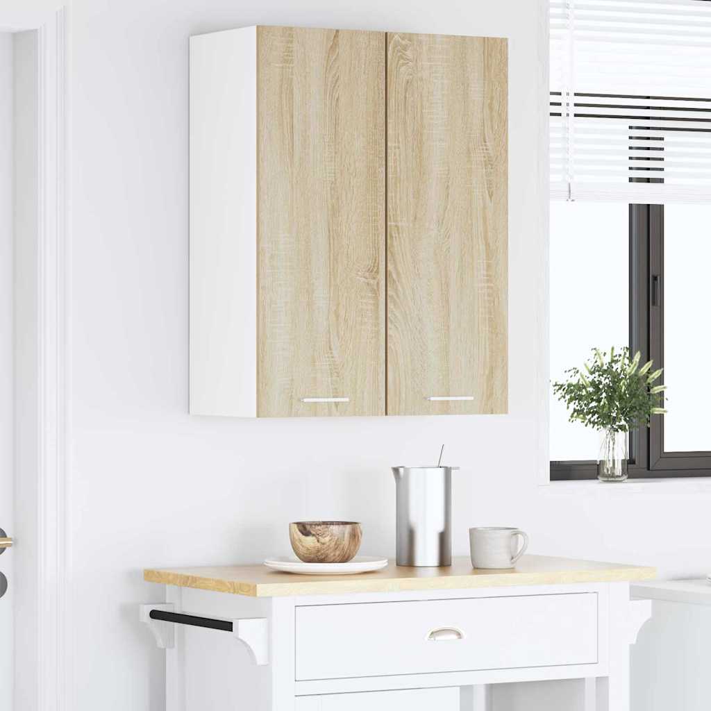 Függő szekrény Sonoma tölgy és fehér 30 x 31 x 80 cm Szerelt Fa