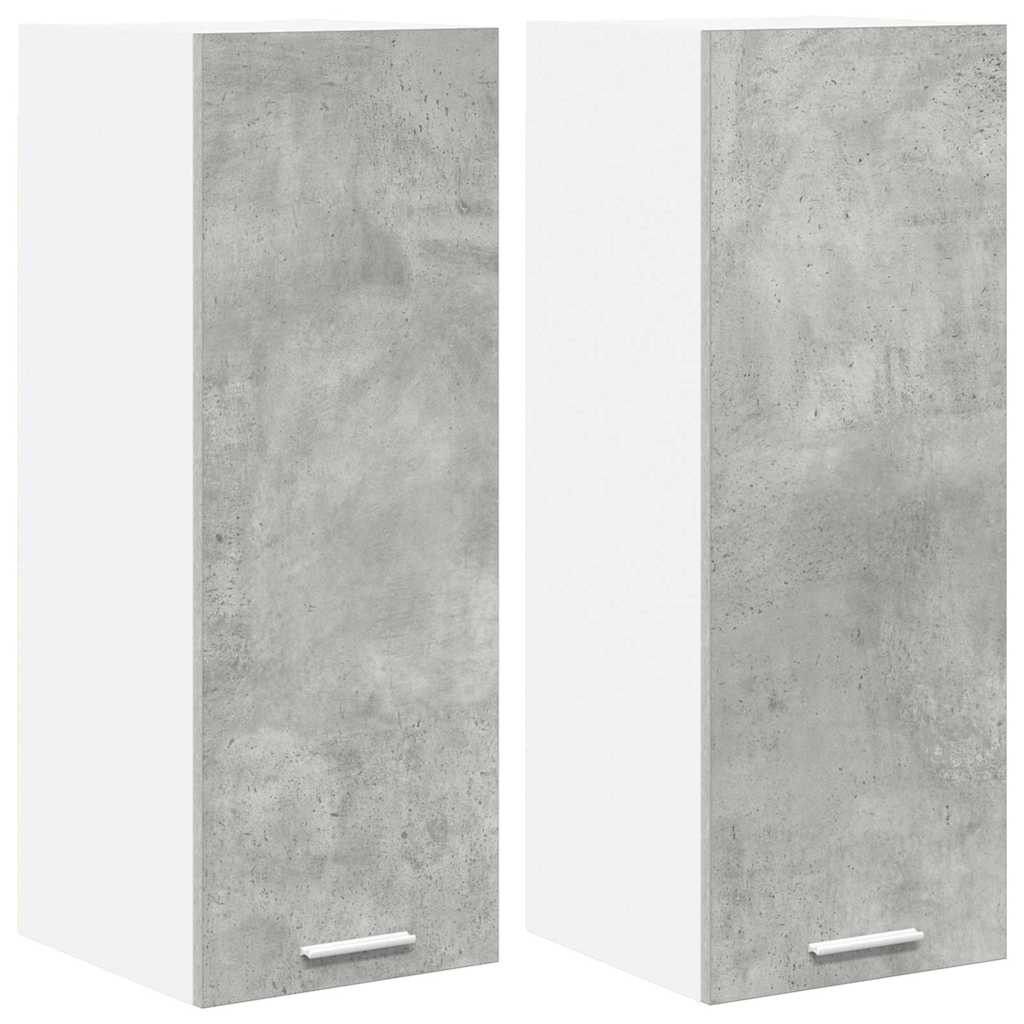 Függő szekrény 2 pcs Beton szürke és fehér Szerelt Fa