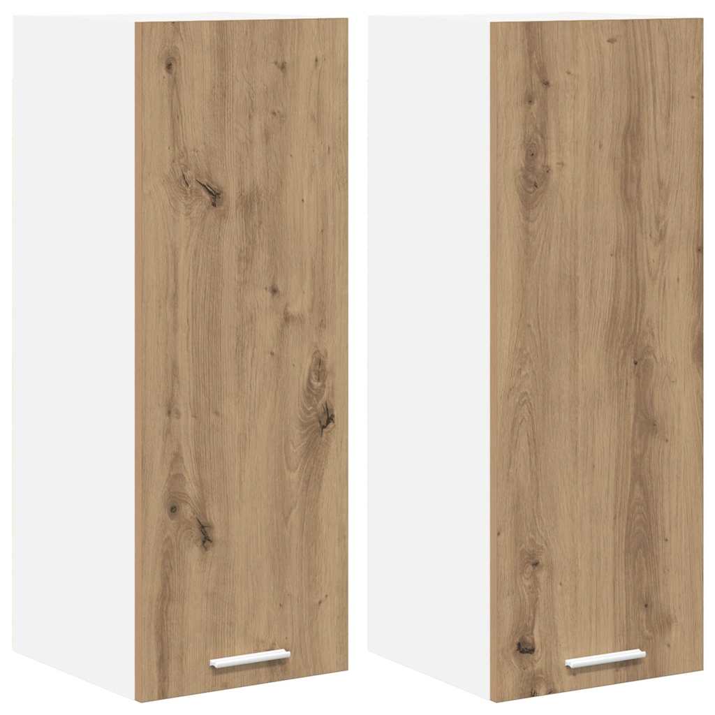 Függő szekrény 2 pcs Artisan tölgy és fehér Szerelt Fa