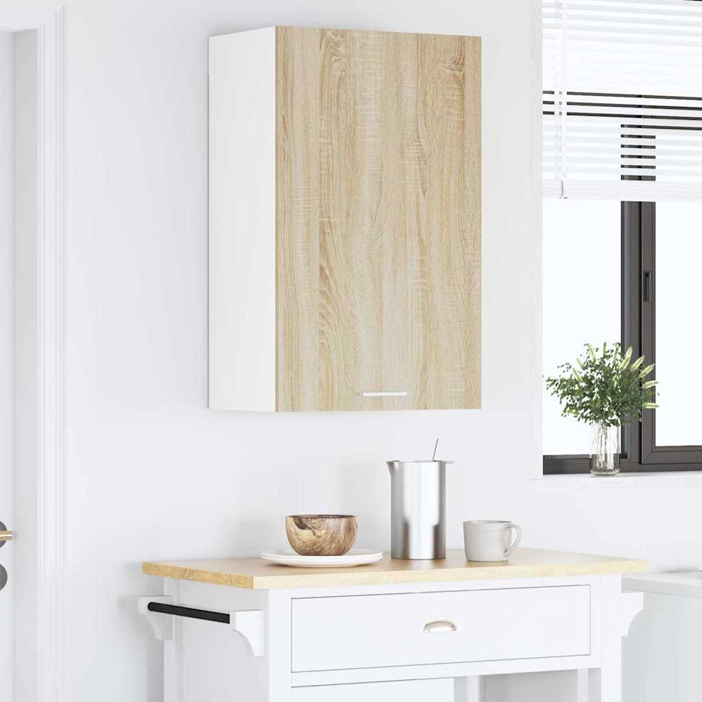 Függő szekrény Sonoma tölgy és fehér 50 x 31 x 80 cm Szerelt Fa