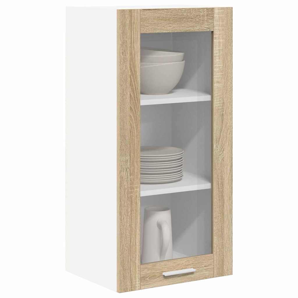 Függő szekrény 2 pcs Sonoma tölgy Szerelt Fa