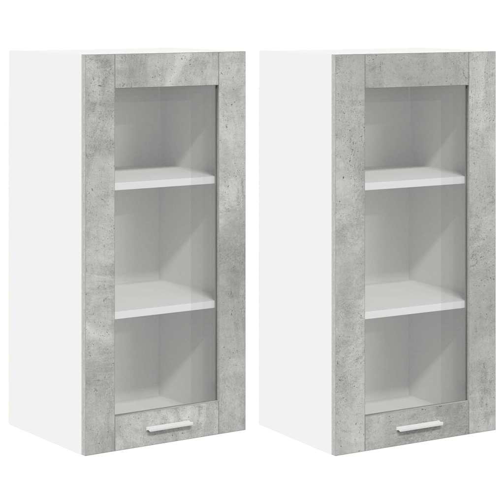 Függő szekrény 2 pcs Beton Szürke Szerelt Fa