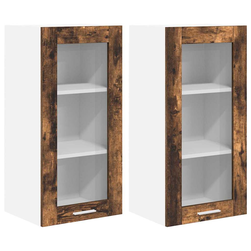 Függő szekrény 2 pcs Füstölt tölgy 40 x 31 x 80 cm Faanyag