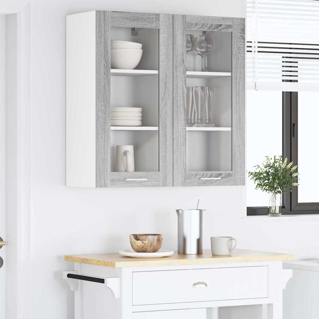 Függő szekrény 2 pcs Szürke Sonoma Szerelt Fa