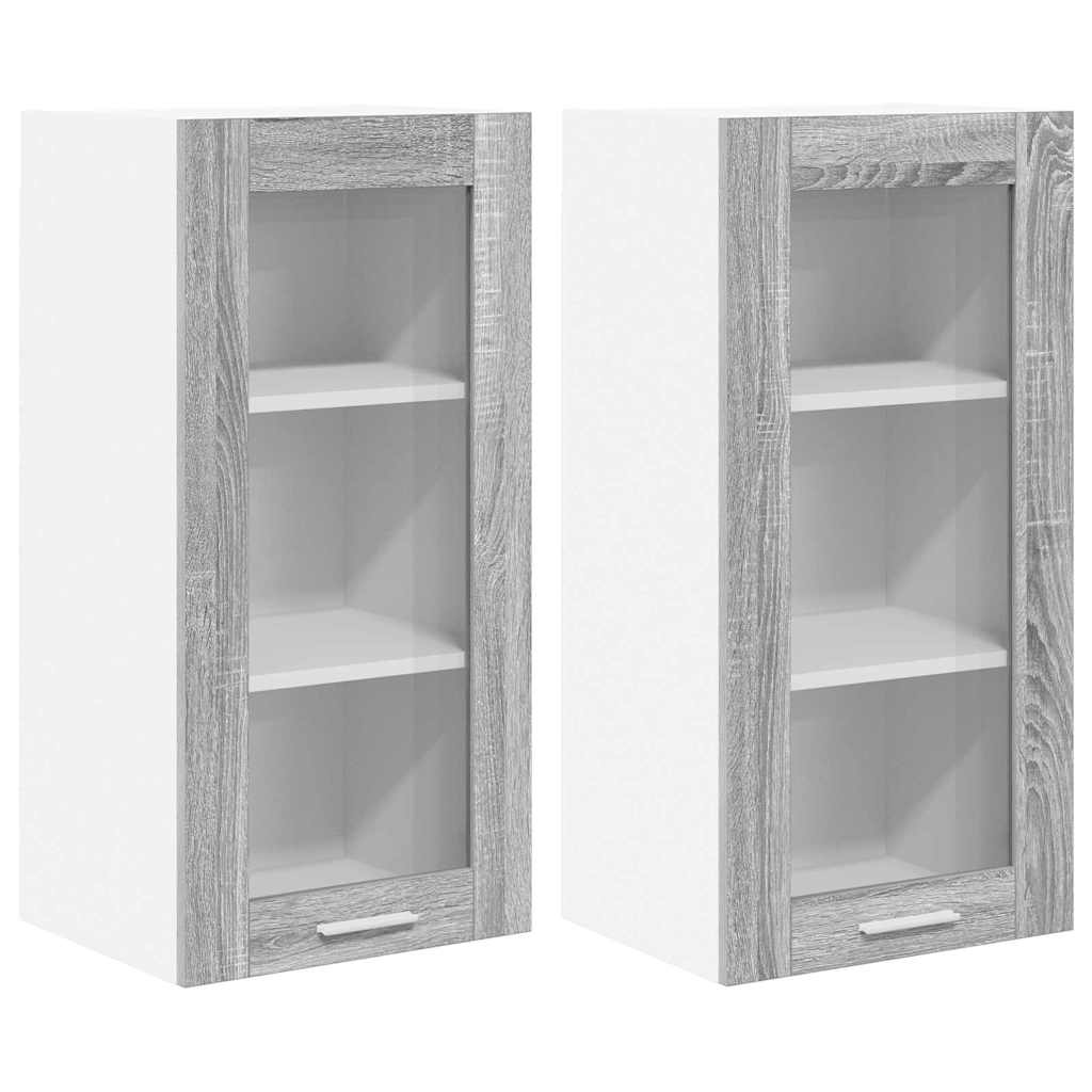 Függő szekrény 2 pcs Szürke Sonoma Szerelt Fa