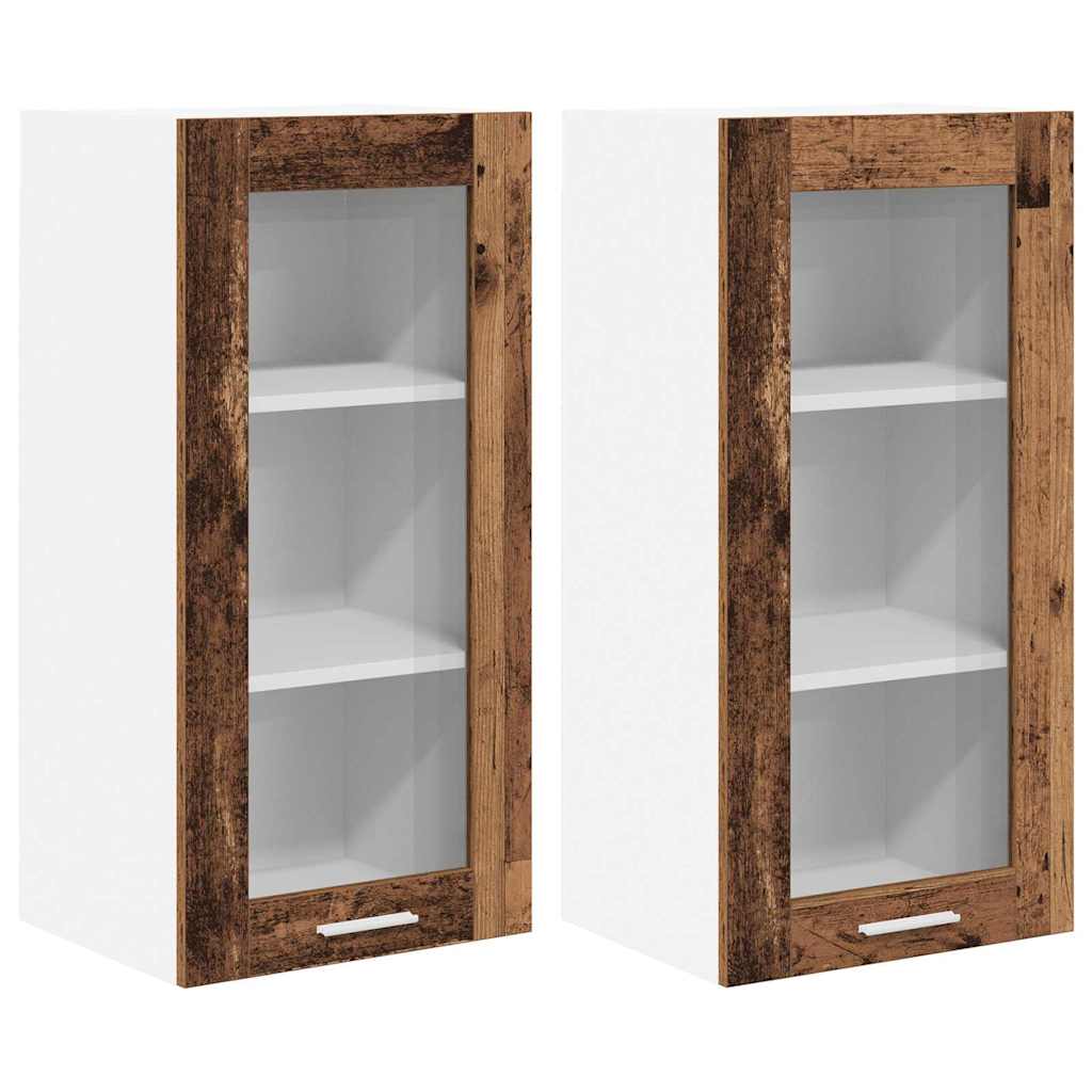 Függő szekrény 2 pcs Öreg fa Szerelt Fa