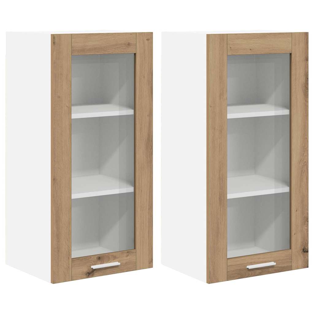 Függő szekrény 2 pcs Artisan tölgy Szerelt Fa