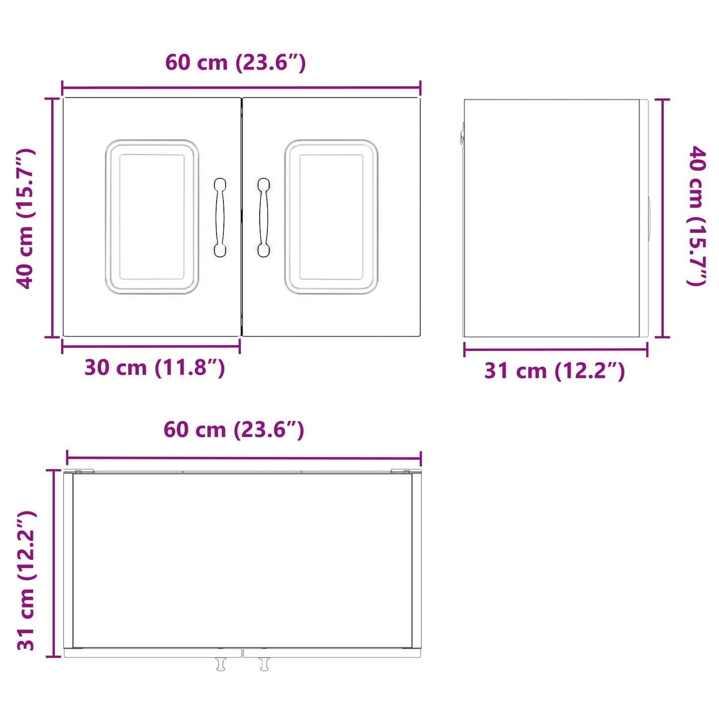 Mosogatógép panel Kalmar Öreg fa 60 x 31 x 40 cm Szerelt Fa