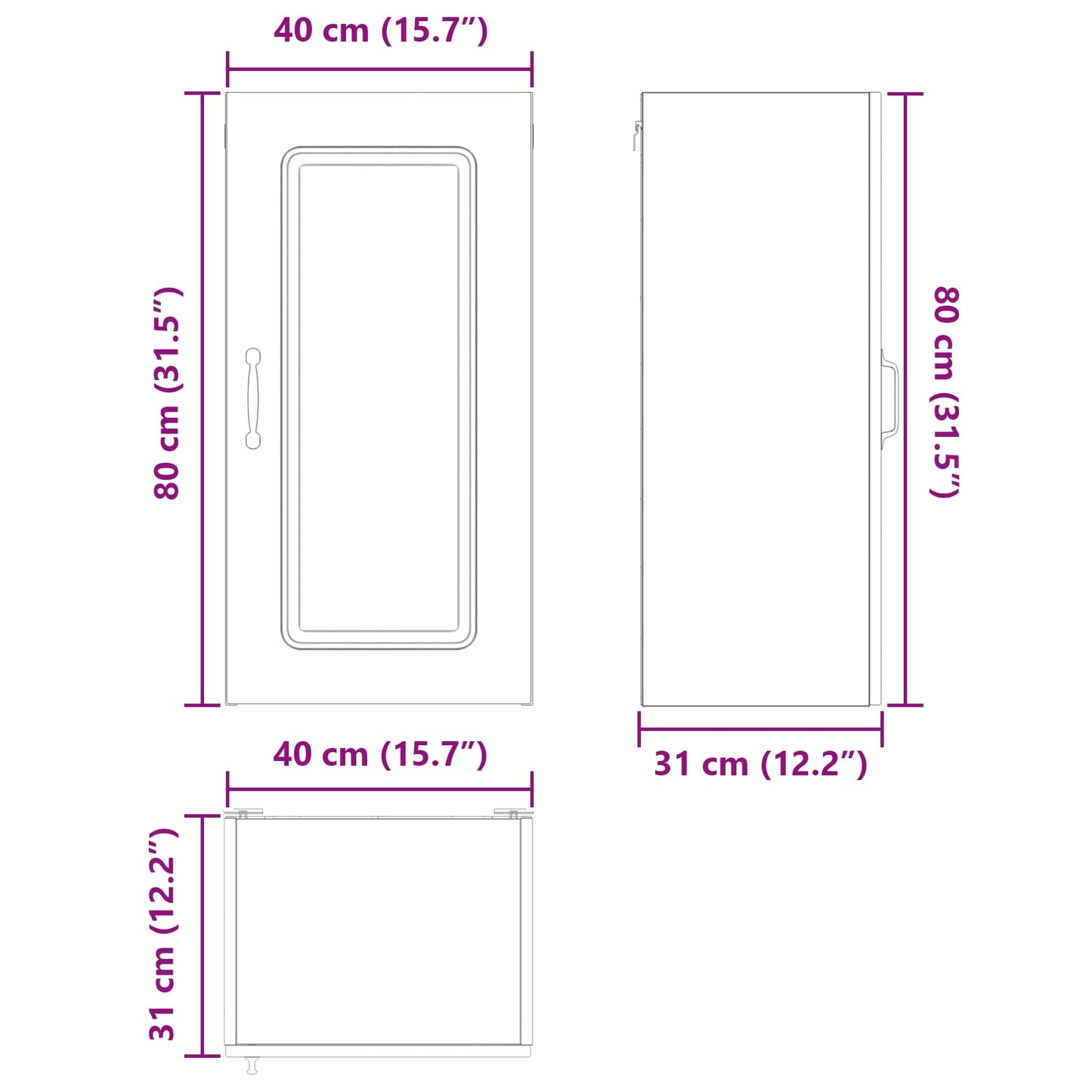 Mosogatógép panel Kalmar Öreg fa 40 x 31 x 80 cm Szerelt Fa